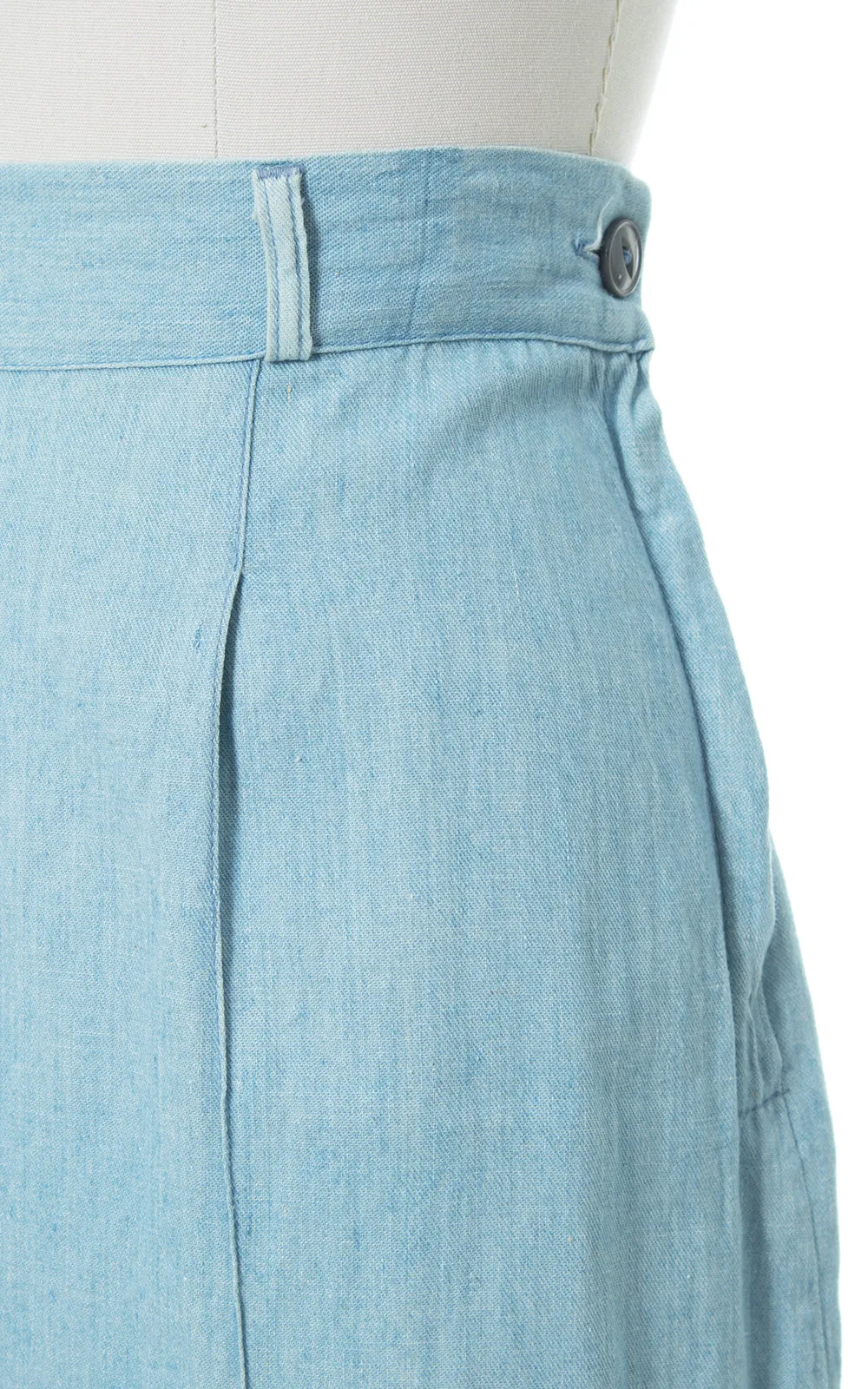 1950s Chambray Wide Leg Gaucho Jeans | large