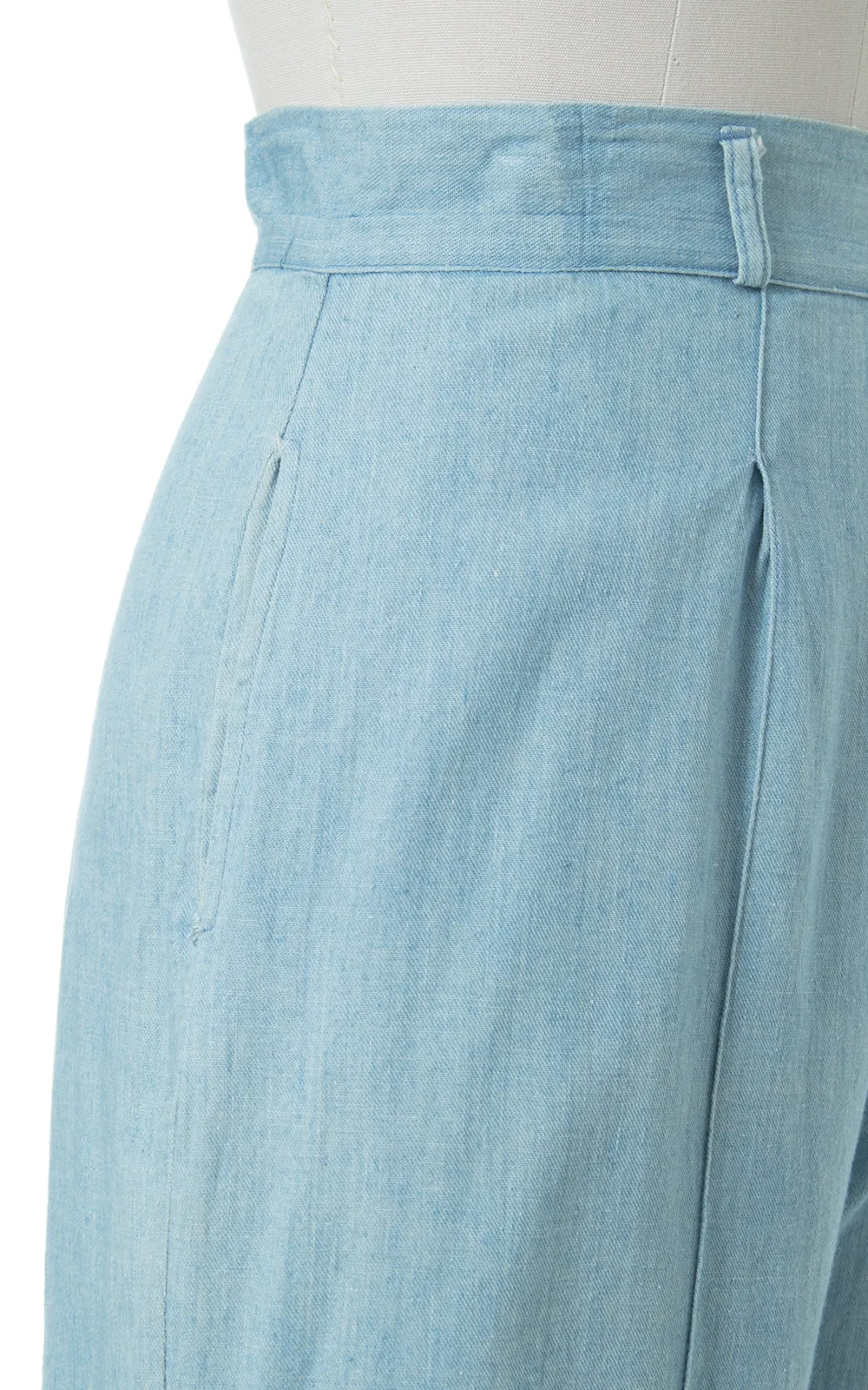 1950s Chambray Wide Leg Gaucho Jeans | large