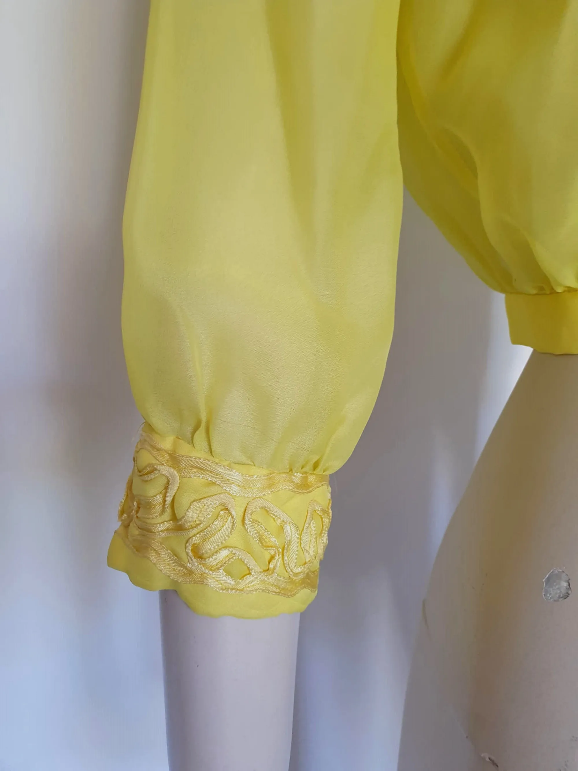 1960s Lemon Sherbet Sheer Over Blouse - S