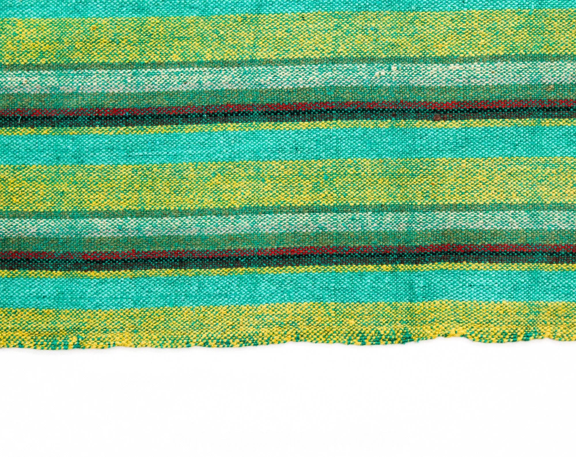 1960s Striped Cabana Fabric - Over 3 Yards Southwestern Style Jade Green Olive Saffron Yellow Red - 50s 60s Mid Century Textile Upholstery