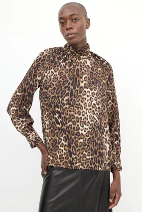 Brown & Black Silk Printed Blouse