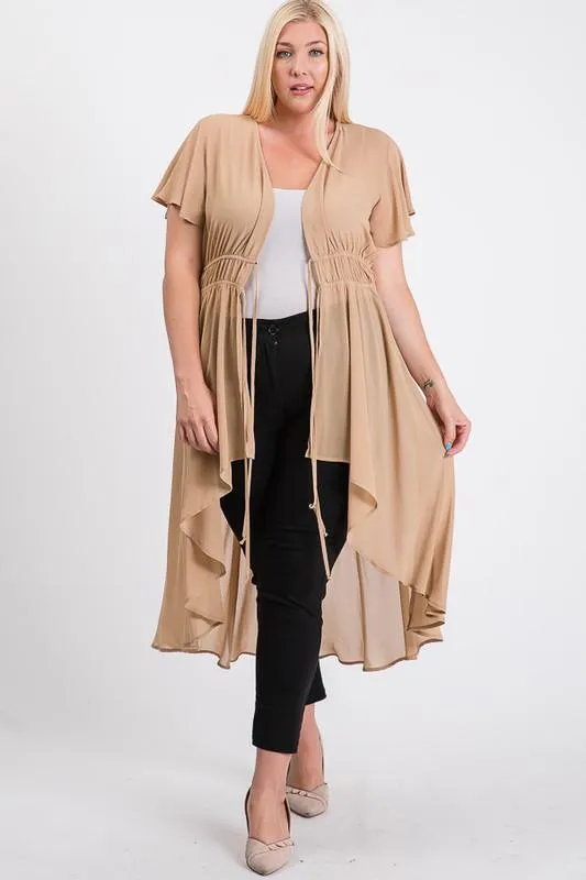 Chiffon W/ Elastic Waist Cardigan