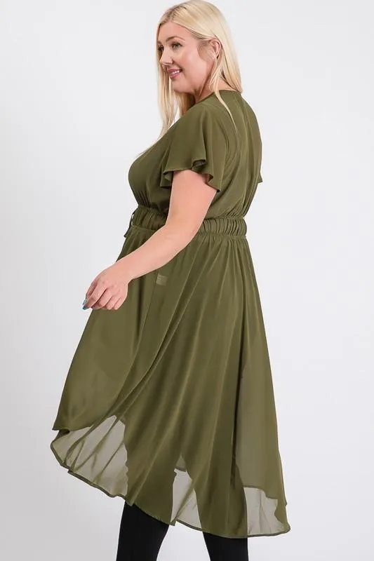 Chiffon W/ Elastic Waist Cardigan