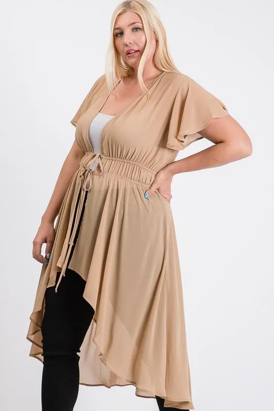 Chiffon W/ Elastic Waist Cardigan