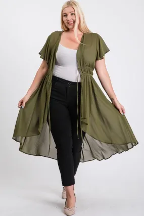 Chiffon W/ Elastic Waist Cardigan