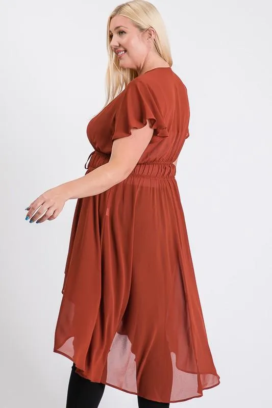 Chiffon W/ Elastic Waist Cardigan