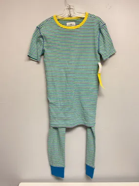 Crew Cuts Size 14 Blue & Green Stripe Cotton Big Boys Pajamas