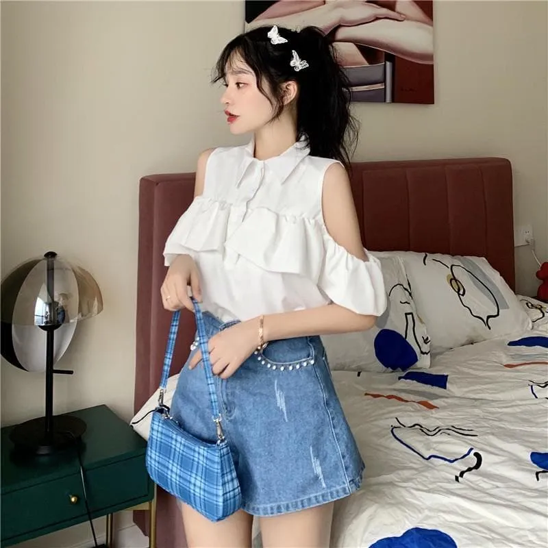 Cutout Shoulder Sleeved Shirt