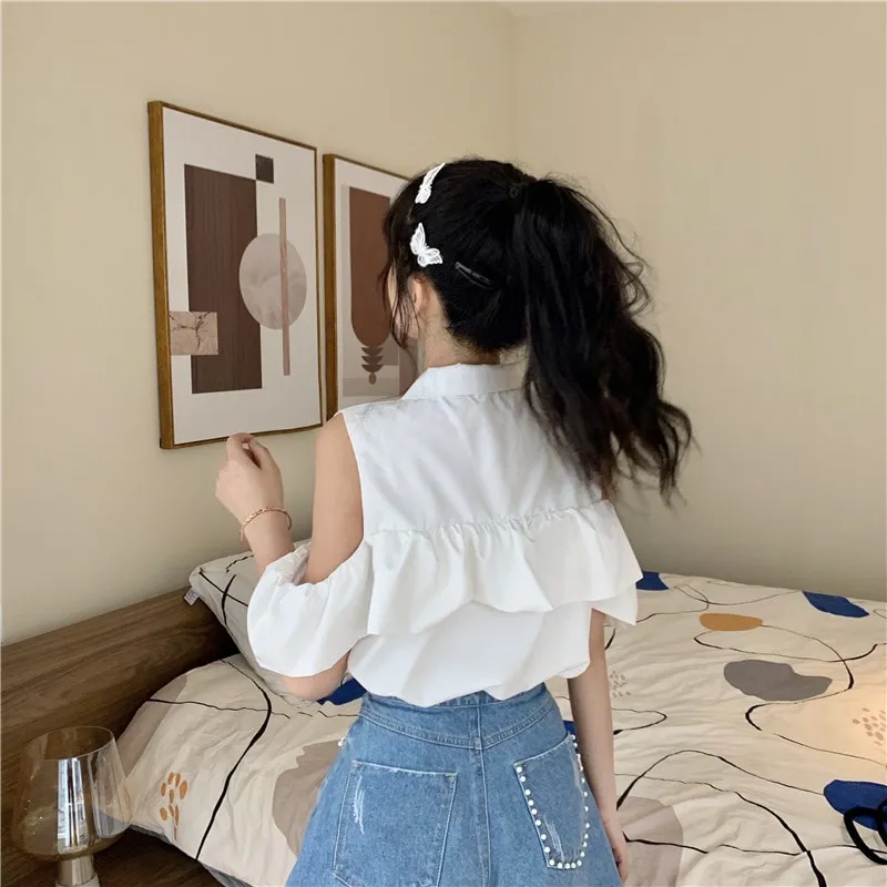 Cutout Shoulder Sleeved Shirt