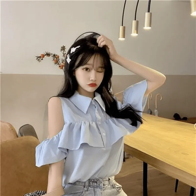 Cutout Shoulder Sleeved Shirt