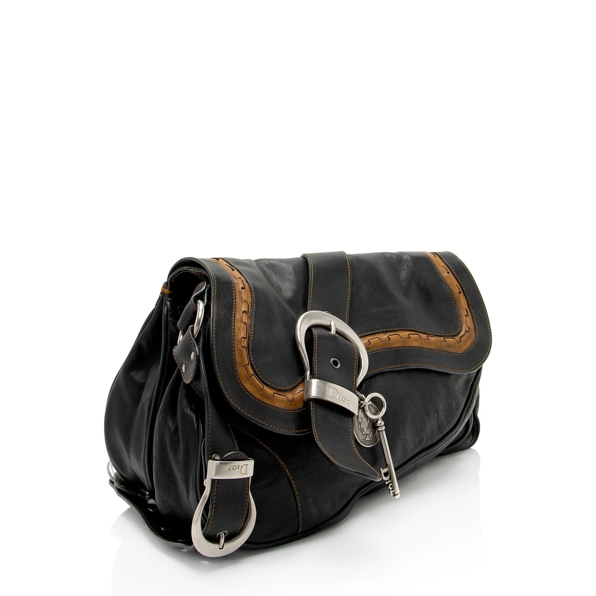 Dior Leather Gaucho Double Saddle Shoulder Bag (SHF-e3nNRE)