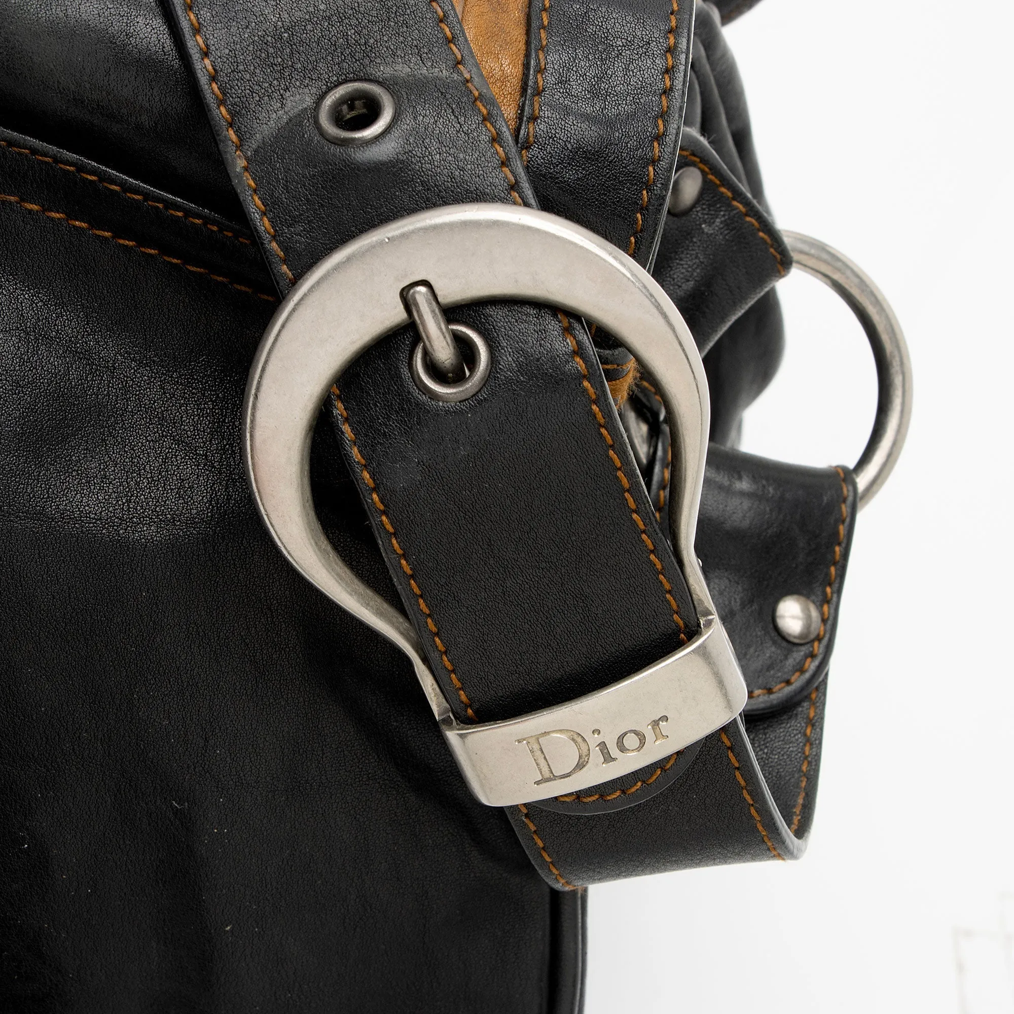 Dior Leather Gaucho Double Saddle Shoulder Bag (SHF-e3nNRE)