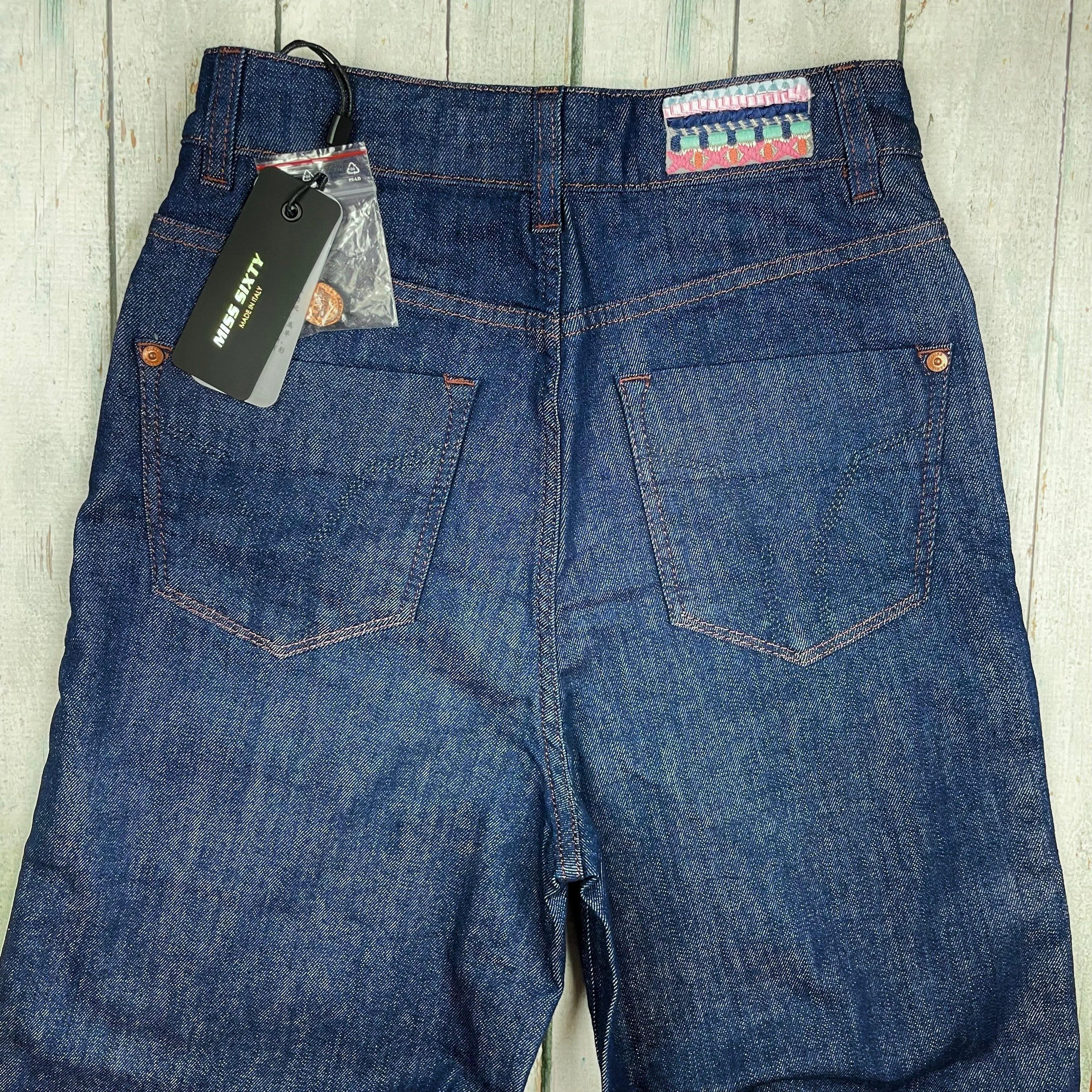 NWT- Miss Sixty High Rise Cullote Gaucho Wide Leg Crop Jeans RRP $315 - Size 27