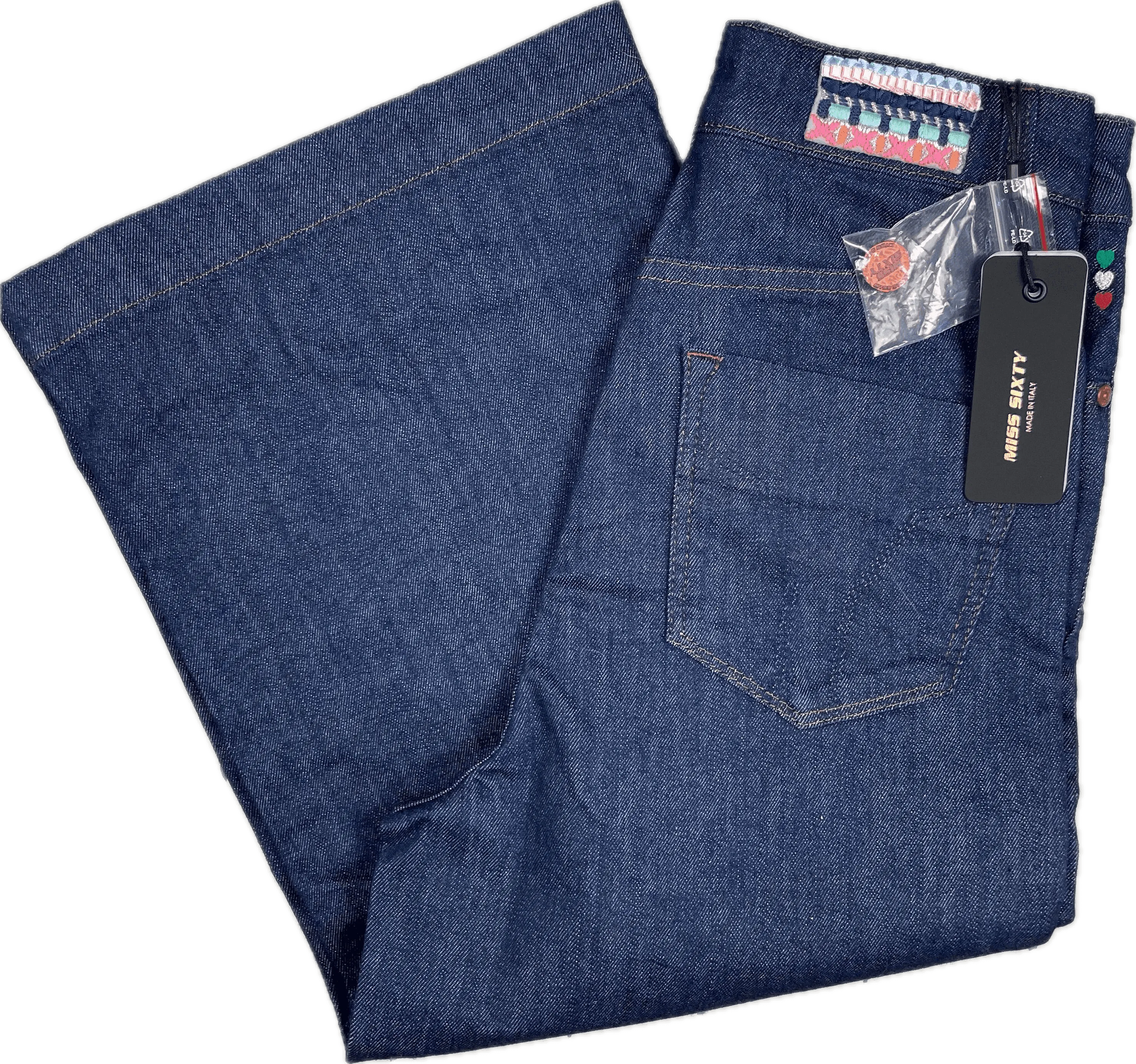 NWT- Miss Sixty High Rise Cullote Gaucho Wide Leg Crop Jeans RRP $315 - Size 27