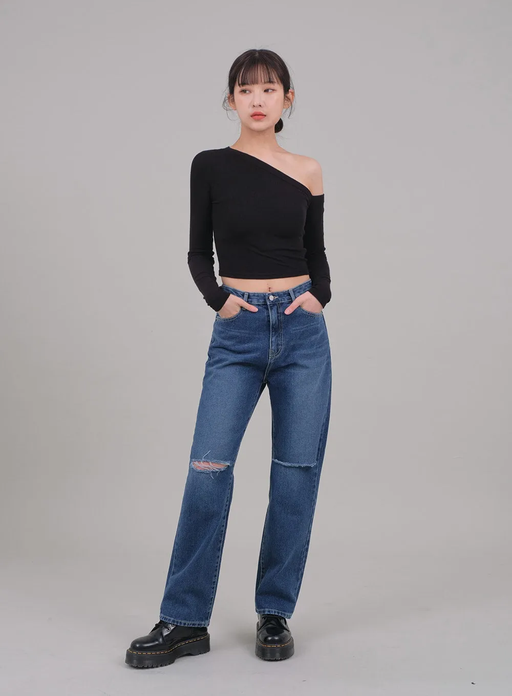 One Shoulder Crop Top C2701