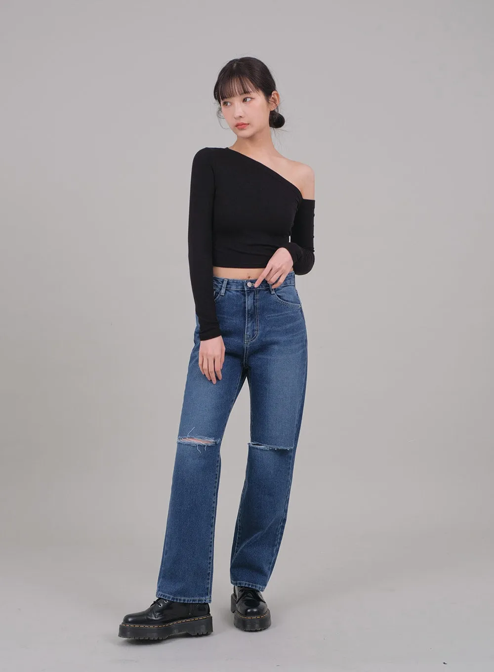 One Shoulder Crop Top C2701