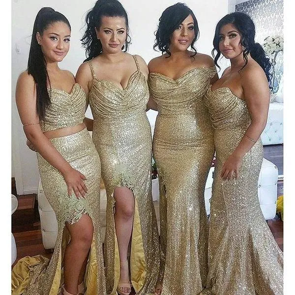 Sequin Sparkly Side Slip New Different Style Custom Bridesmaid Dress, Wedding Party Dresses , WG233