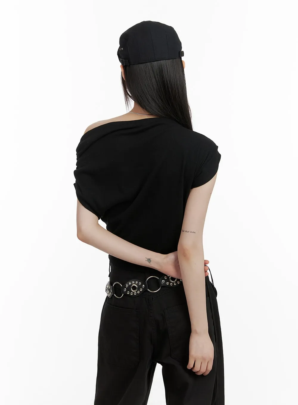 Shirred One-Shoulder Top CA419