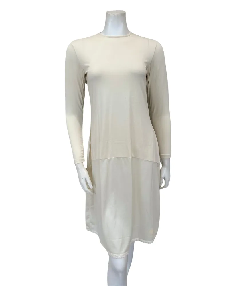 Slimit 37" Ivory/Ivory Long Sleeve Shell Slip Adjustable Neck