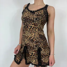 Y2K leopard lace babydoll cami dress - Size S/M